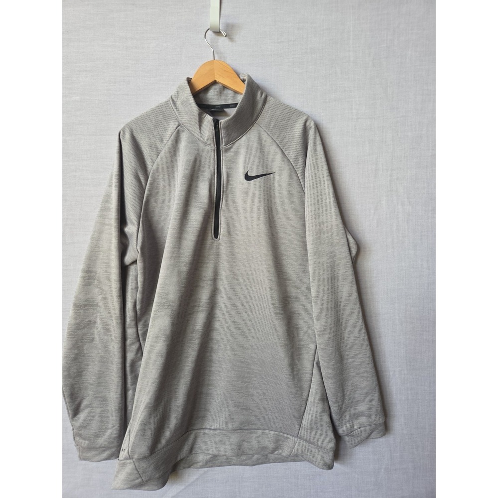 Nike Men's 1/4 Zip Pullover Size XLT TALL Gray Long Sleeve Dri-Fit Mock Neck